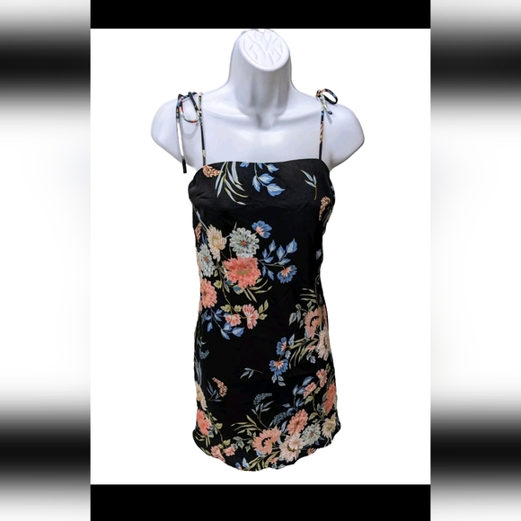 Princess Polly Black Floral Mini Dress 6 Slip Dress Y2K 90s Whimsigoth - Picture 3 of 11